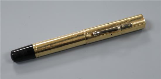 A 1930s Watermans 9ct gold cased fountain pen (a.f.).